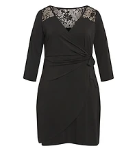 Avenue Women's Plus Deanna Wrap Lace Dress