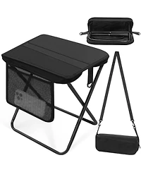 Aofar Folding Camp Stool With Side Pocket Taller Metal Lightweight