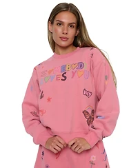 Mayfair Juniors' Somebody Loves You Graphic Long-Sleeve Cotton-Blend Sweatshirt