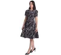 Calvin Klein Women's Floral-Print Fit & Flare Midi Dress