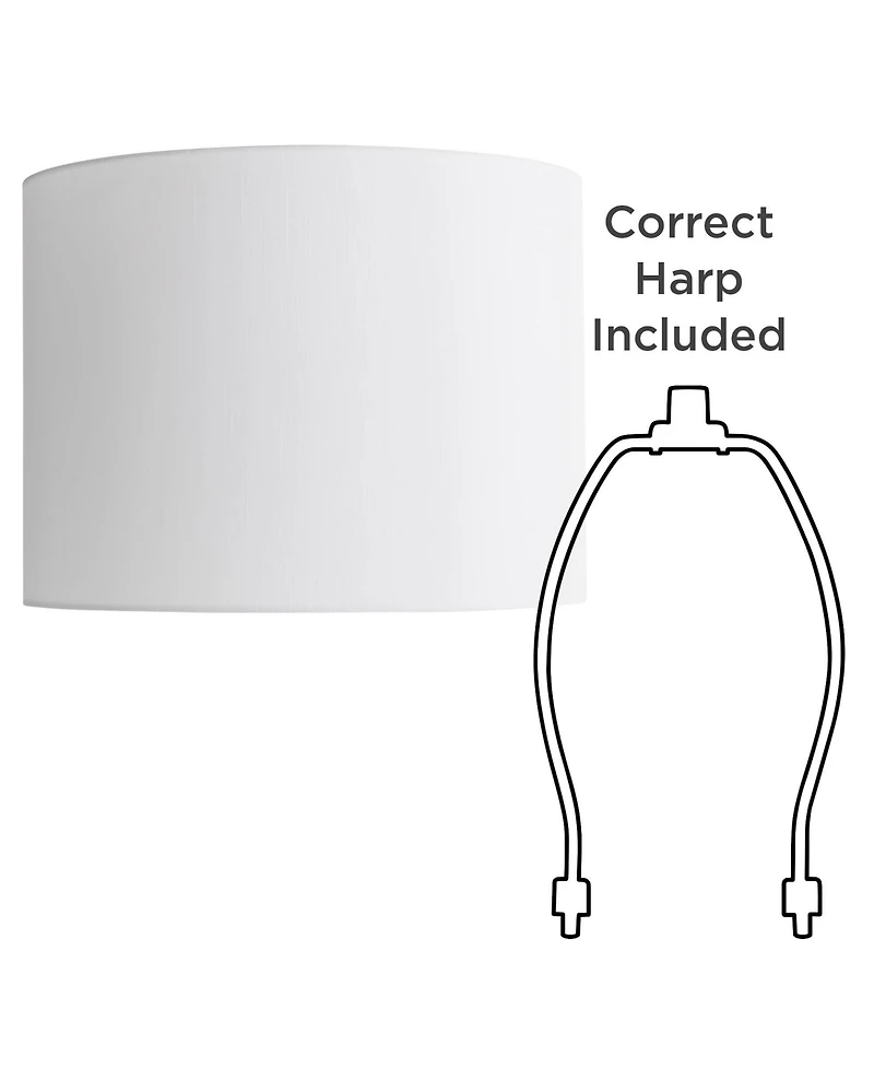 Springcrest White Hardback Medium Drum Lamp Shade 16" Top x 16" Bottom x 12" High (Spider) Replacement with Harp and Finial