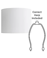 Springcrest White Hardback Medium Drum Lamp Shade 16" Top x 16" Bottom x 12" High (Spider) Replacement with Harp and Finial