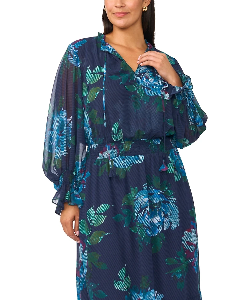 Vince Camuto Plus Floral-Smocked Maxi Dress