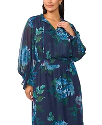 Vince Camuto Plus Floral-Smocked Maxi Dress