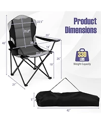 Gymax 2 Pieces Folding Camping Chairs With Cup Holders and Carrying Bags Padded Seat