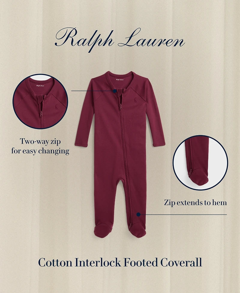 Polo Ralph Lauren Baby Boys' Cotton Interlock Footed Coverall