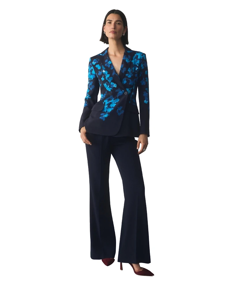 The Fold Women's Knighton Double-Breasted Floral-Print Silk Blazer