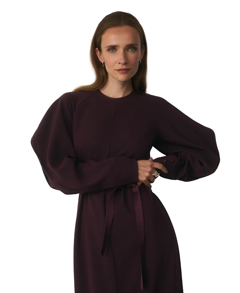 The Fold Women's Asti Long-Sleeve Puff-Sleeve Midi Dress