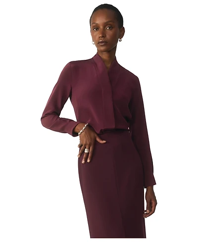 The Fold Women's Bowery Stretch Silk V-Neck Long-Sleeve Blouse
