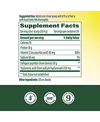MegaFood Collagen Peptides Powder Unflavored with Hyaluronic Acid and Vitamin C, Grass-Fed Bovine Collagen, 20oz