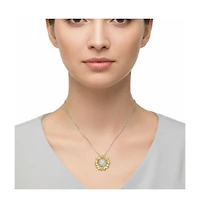 14K Gold Plated Sunflower Cubic Zirconia Floral Pendant