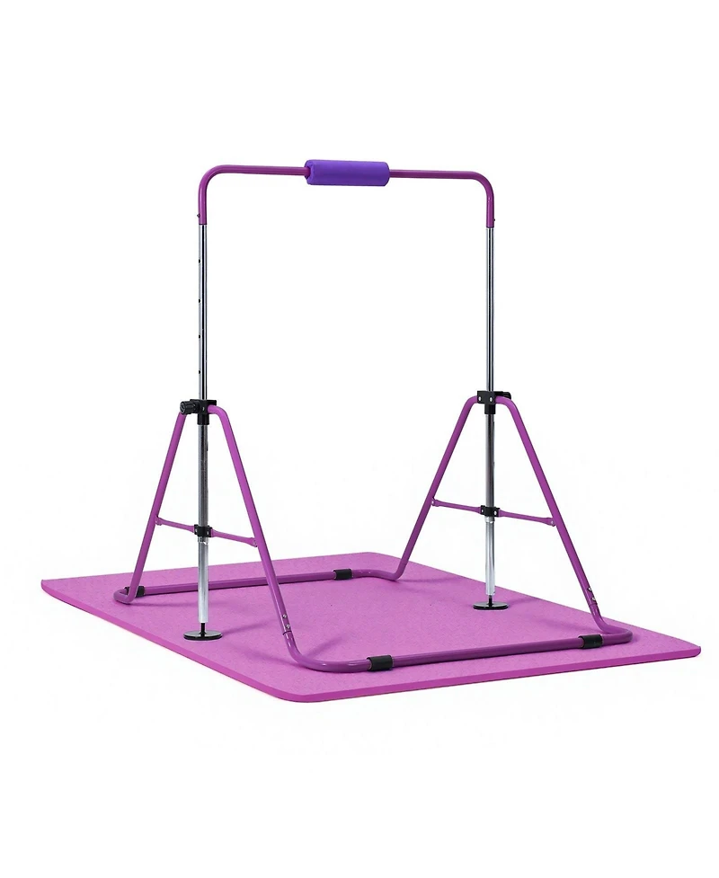 Sevorley Folding Gymnastic Bar for Kids, Adjustable Height Training Kip Bar with Mat