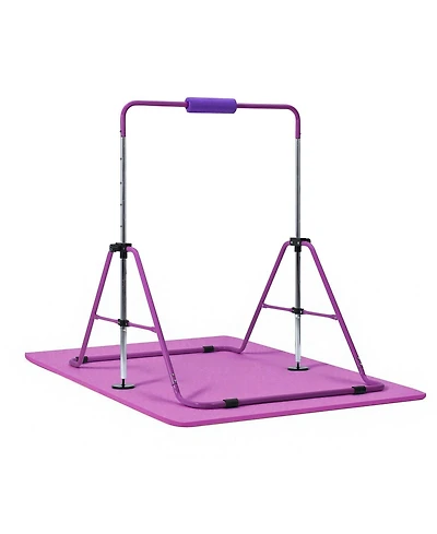Sevorley Folding Gymnastic Bar for Kids, Adjustable Height Training Kip Bar with Mat