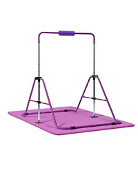 Sevorley Folding Gymnastic Bar for Kids, Adjustable Height Training Kip Bar with Mat