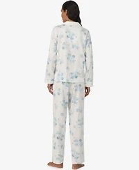 Lauren Ralph Women's Long-Sleeve Notch Collar Top and Pants, 2-Piece Set