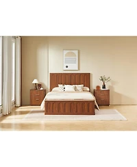 Streamdale Furniture Queen Wood Platform Bed with Footboard Bench and Storage