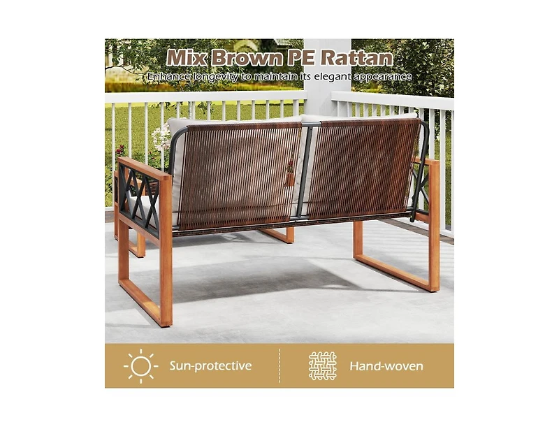 Boyel Living 2 Pieces Patio Pe Wicker Furniture Set Outside Conversation Set for Porch