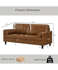 Streamdale Furniture Classic Tufted Faux Leather Sofa with Wood Legs