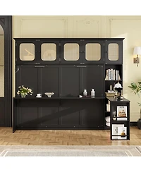 Streamdale Furniture Full Murphy Bed with Desk and Rattan Cabinets