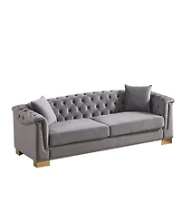 Streamdale Furniture Classic Modern 84" Velvet Chesterfield Sofa with Rolled Arms