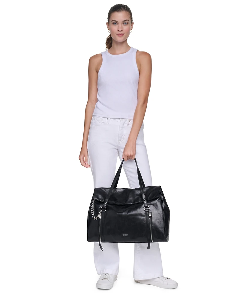 Dkny Skye Large Faux Leather Snap Closure Satchel