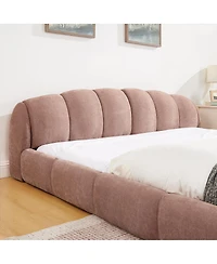 Streamdale Furniture King Size Chenille Upholstered Curved Platform Bed
