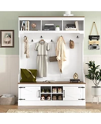 Streamdale Furniture 71" Farmhouse Hall Tree with Bench and Shoe Storage