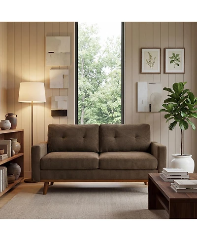 Streamdale Furniture 65" Modern Minimalist 2-Seater Sofa with Nubby Upholstery and Wood Legs