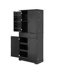 Streamdale Furniture 72" Fluted Kitchen Pantry Cabinet with 6 Doors and 3 Drawers