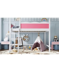 Streamdale Furniture Twin Wood Loft Bed with Guardrails and Ladder