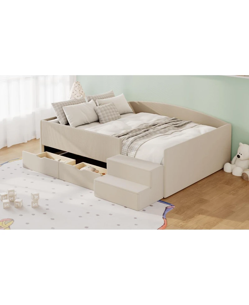 Streamdale Furniture Full Size Upholstered Daybed Frame with 2 Storage Drawers