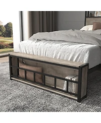 Slickblue Twin Bed Frame with Headboard, Charging Station and Led Lights