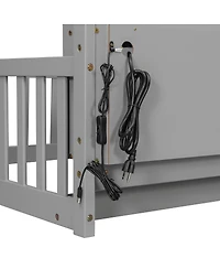 Streamdale Furniture Full House Floor Bed with Storage, Led, Charging Station and Guardrails