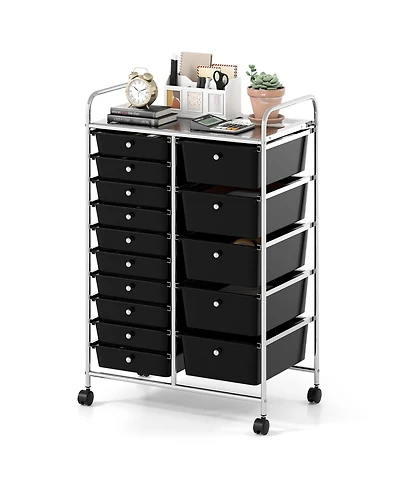 Mecale 15-Drawer Rolling Trolley with Chrome-Plated Frame