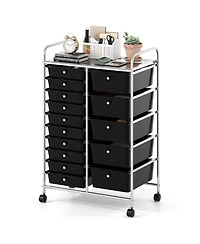 Mecale 15-Drawer Rolling Trolley with Chrome-Plated Frame