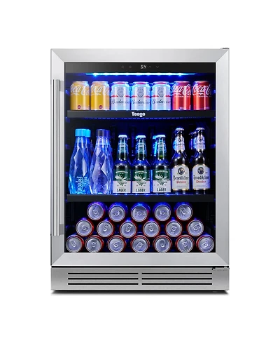 Yeego Beverage Refrigerator, 180 Cans Beverage Cooler, 24 inch , 34-54 , Built-in Beverage Fridge, Glass Door, for Home