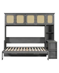 Streamdale Furniture Murphy Bed with Desk and Rattan Cabinets