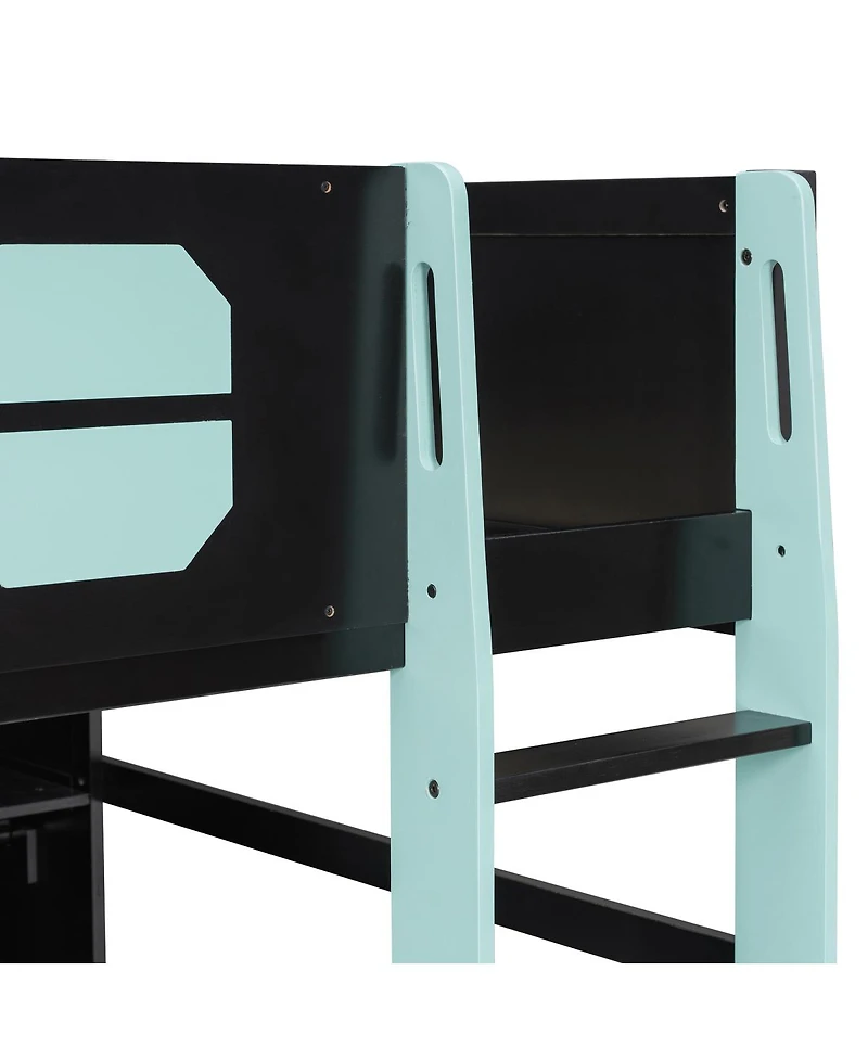 Streamdale Furniture Full-Size Wooden Gaming Loft Bed with Desk, Storage and Led Light