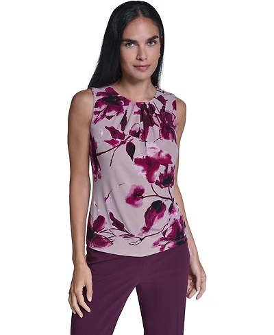 Calvin Klein Women's Floral-Print Sleeveless Blouse