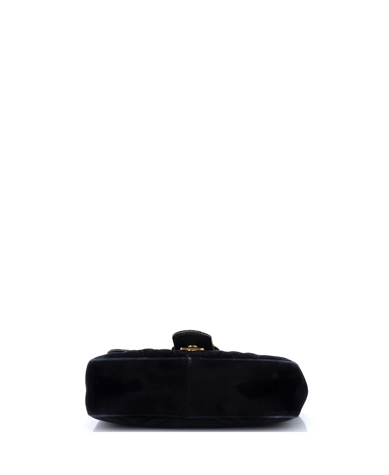 Pre-Owned Gucci Mini Gg Marmont Flap Bag Matelasse Velvet
