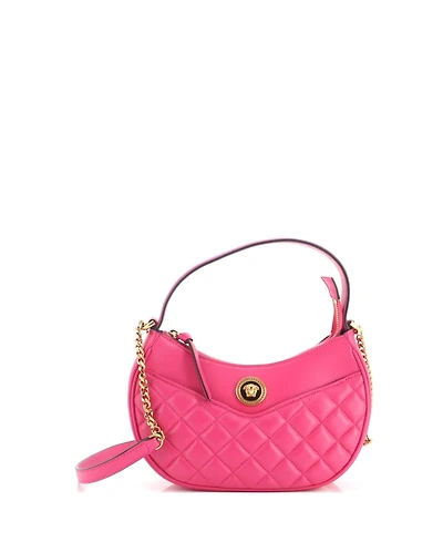 Pre-Owned Versace Medusa Half Moon Bag Quilted Leather