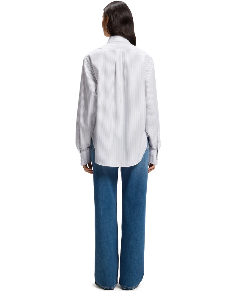 Boss by Hugo Women's Relaxed-Fit Vertical-Stripe Poplin Blouse