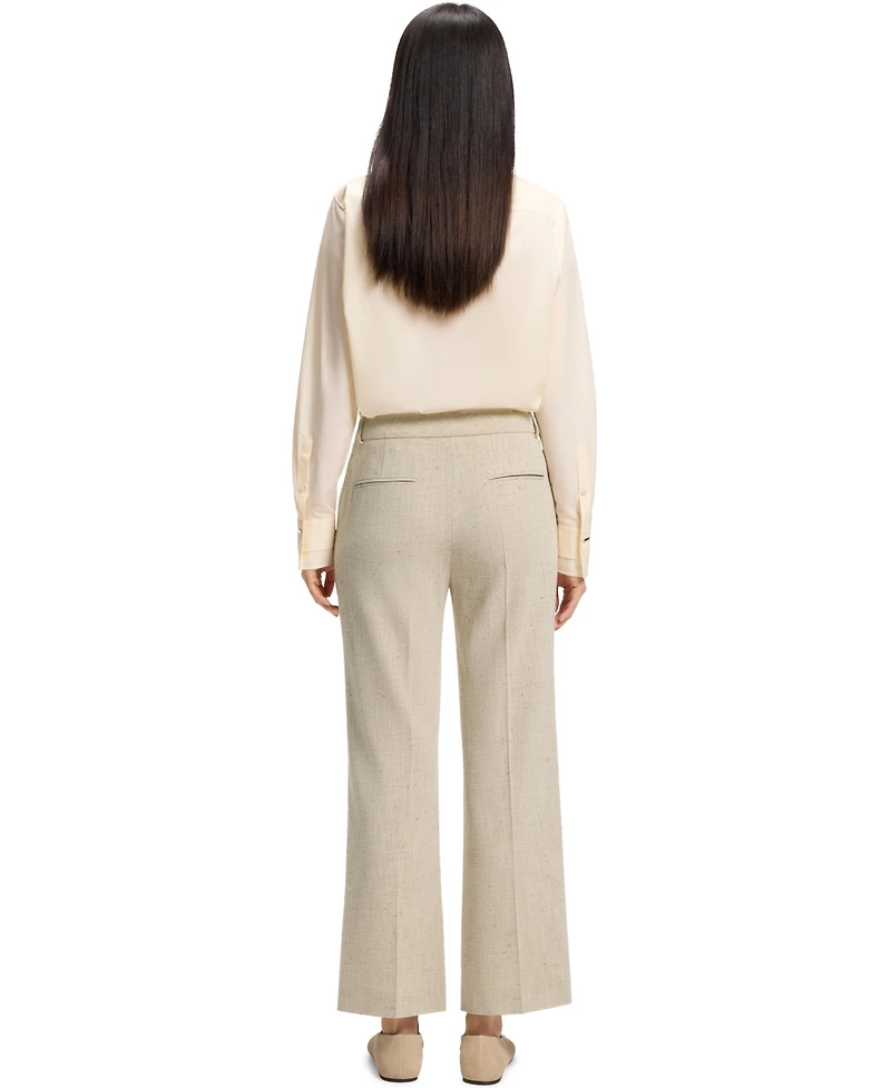 Boss by Hugo Women's Talia-Crop Slub-Weave Cropped Flared-Fit Pants