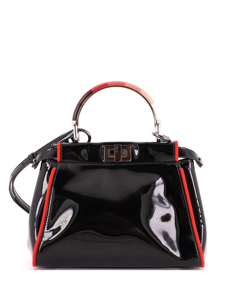 Pre-Owned Fendi Mini Resin Handle Peekaboo Bag Patent