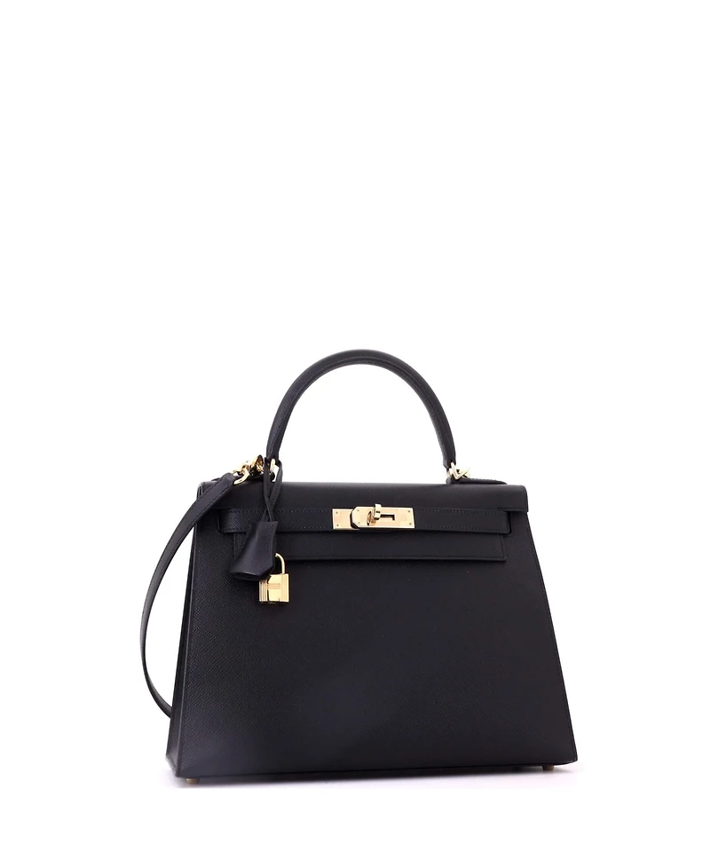Pre-Owned Hermes Kelly 28 Handbag Black Epsom with Permabrass Hardware