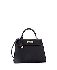 Pre-Owned Hermes Kelly 28 Handbag Black Epsom with Permabrass Hardware