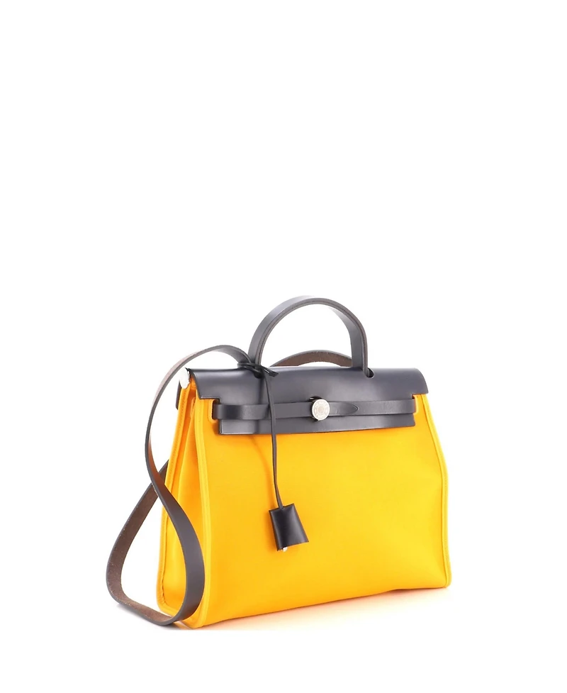 Pre-Owned Hermes 31 Herbag Zip Verso Leather and Toile