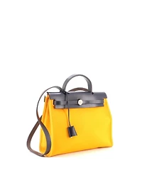 Pre-Owned Hermes 31 Herbag Zip Verso Leather and Toile