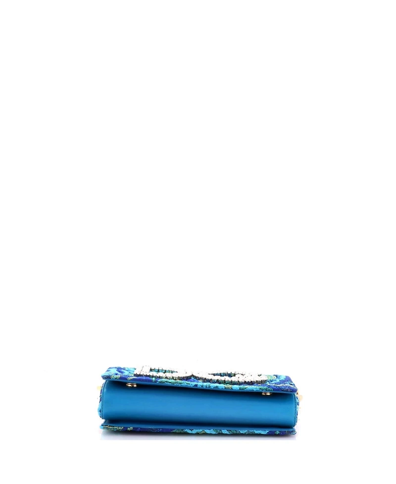 Pre-Owned Dolce and Gabbana Small Dg Girls Flap Bag Metallic Fabric