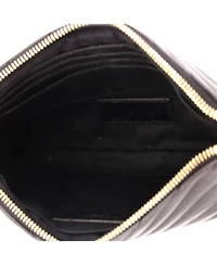 Pre-Owned Saint Laurent Small Classic Monogram Wristlet Pouch Matelasse Chevron Leather
